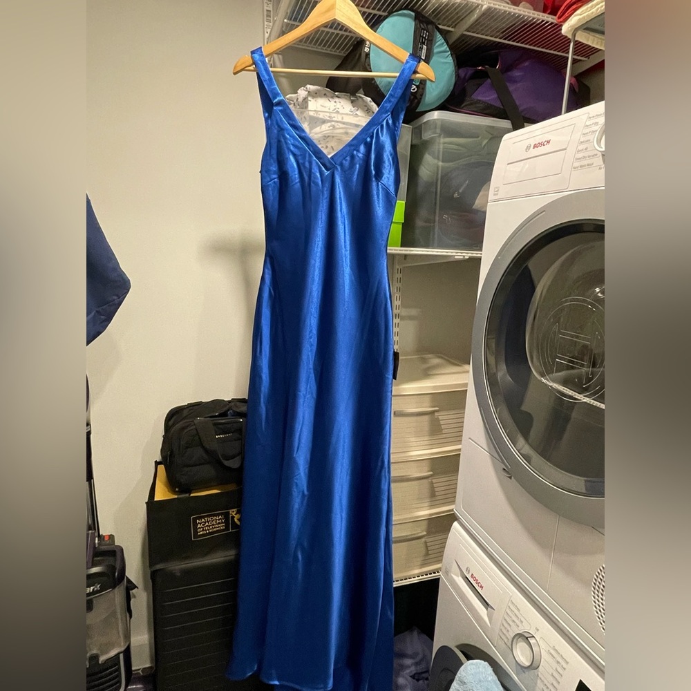Satin Slip Dress in Royal Blue